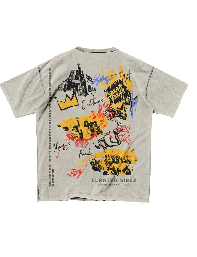 Curated Vibez tee, back: Sunday Funday artwork